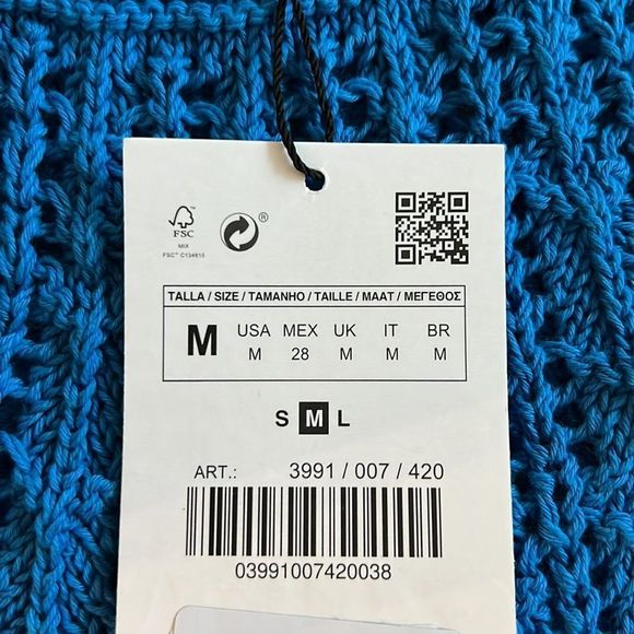 ZARA Women | Blue | OPENWORK KNIT TOP - Picture 11 of 11